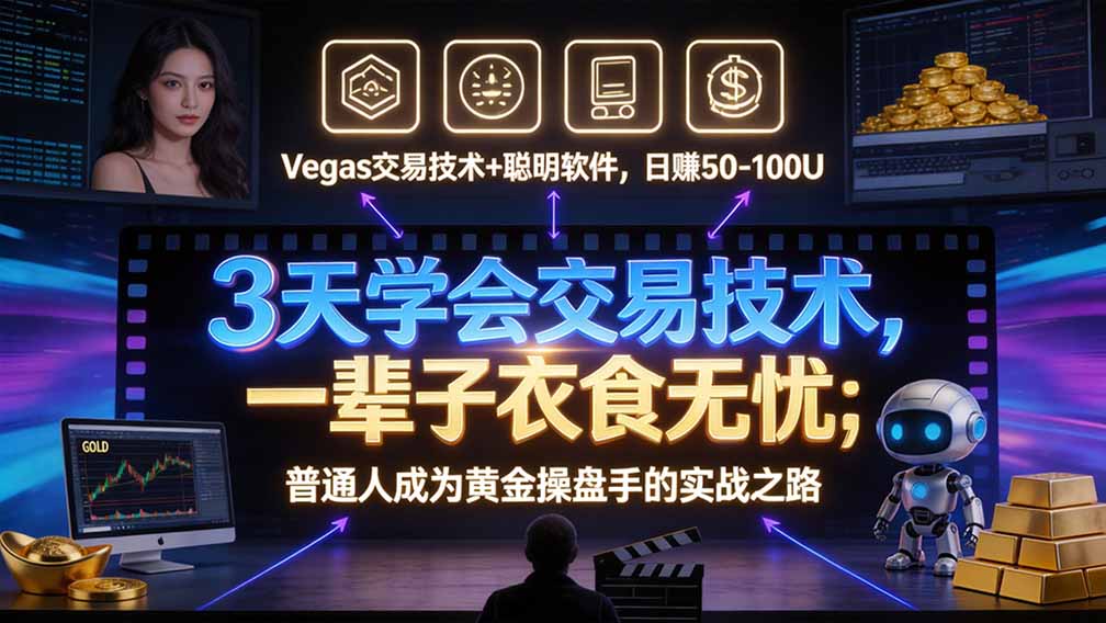“顺势而为交易系统”3天学会交易技术，聪明软件辅助，小白也能看懂趋势交易，日入30-100U,长期稳定-朽念云创