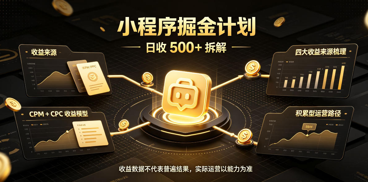 小程序推广计划，日收500+，腾讯官方打款，客户留存率高，收益长期稳定【揭秘】-朽念云创
