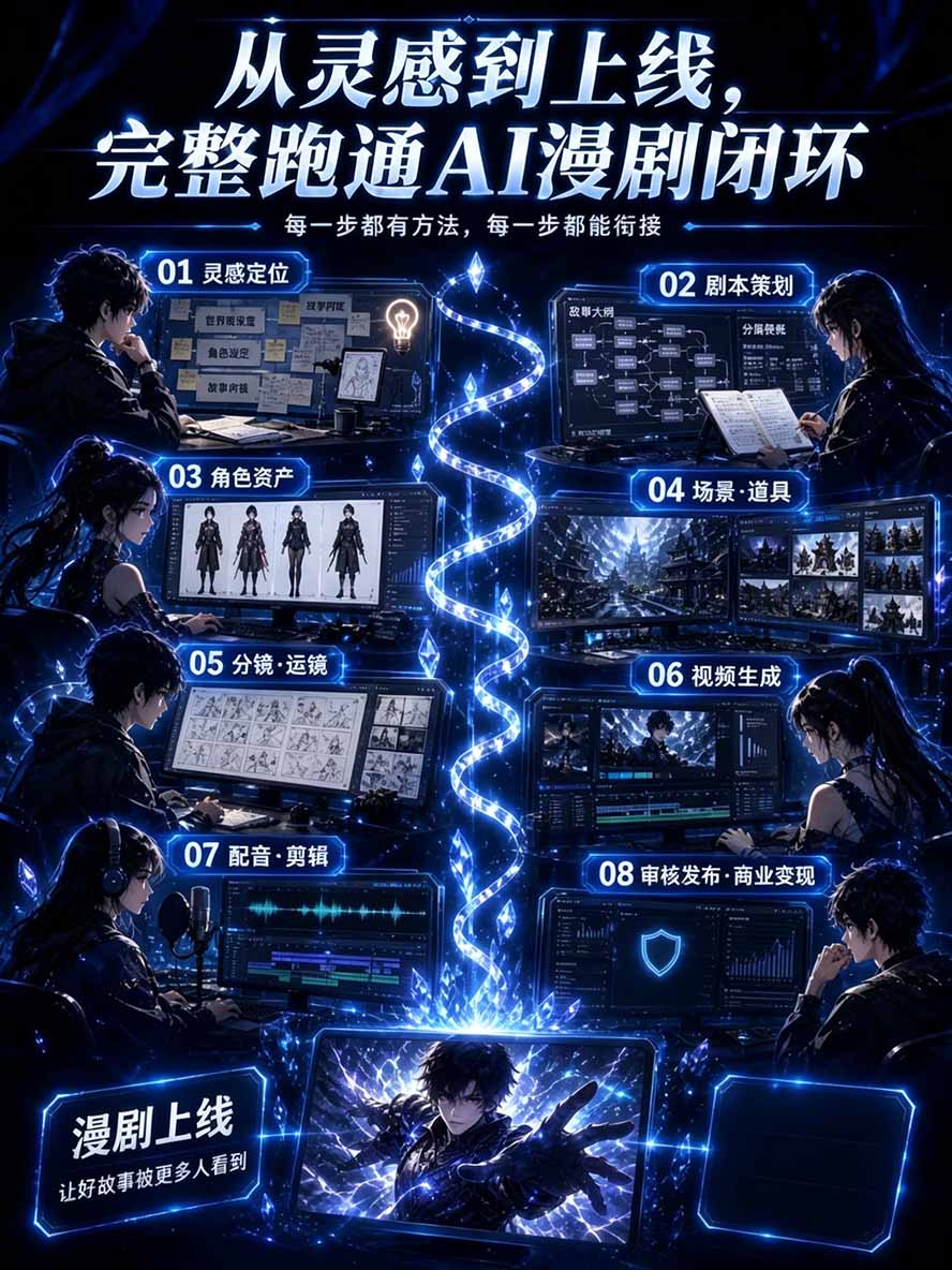 图片[2]-【无水印】2026AI漫剧创作与商业变现掘金营：打通选题→AI编剧→角色场景→自动分镜→视频生成→剪辑发布→运营变现-朽念云创