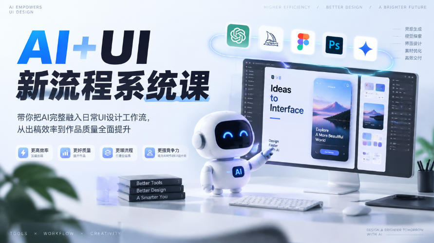 【无水印】AI+UI新流程系统课，带你把AI完整融入日常UI设计工作流，从出稿效率到作品质量全面提升(2026第4期)-朽念云创