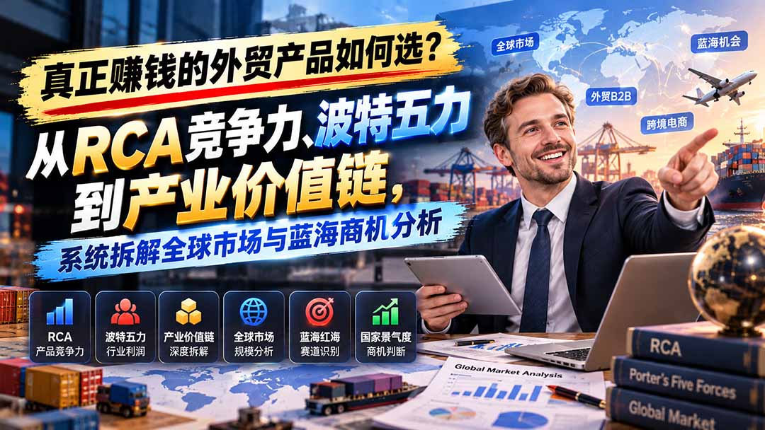 真正赚钱的外贸B2B产品如何选?从RCA竞争力、波特五力到产业价值链,系统拆解全球市场与蓝海商机分析-朽念云创