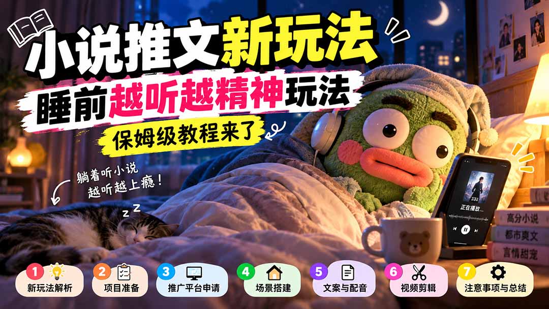 小说推文新玩法，睡前越听越精神玩法，保姆级教程来了-朽念云创