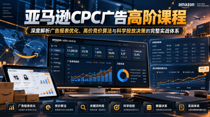 亚马逊CPC广告高阶课程，深度解析广告报表优化、高价竞价算法与科学投放决策的完整实战体系-朽念云创