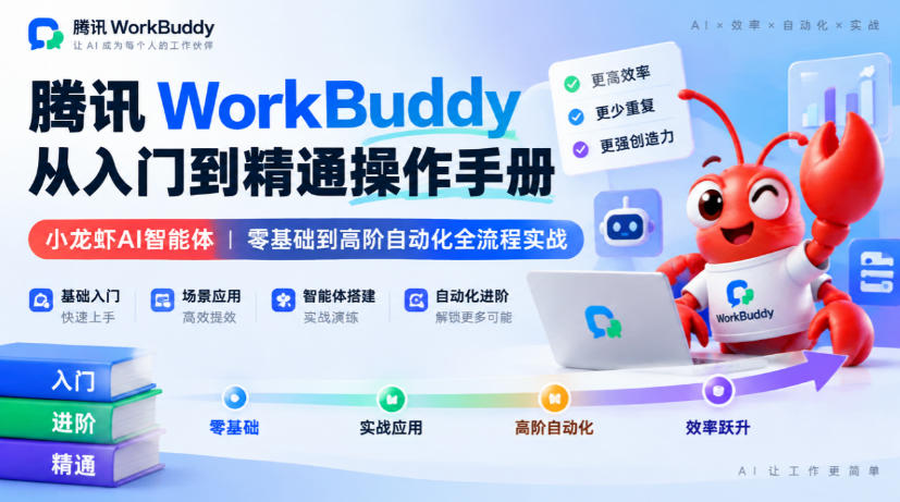 腾讯WorkBuddy从入门到精通操作手册｜小龙虾AI智能体，零基础到高阶自动化全流程实战【文档】-朽念云创