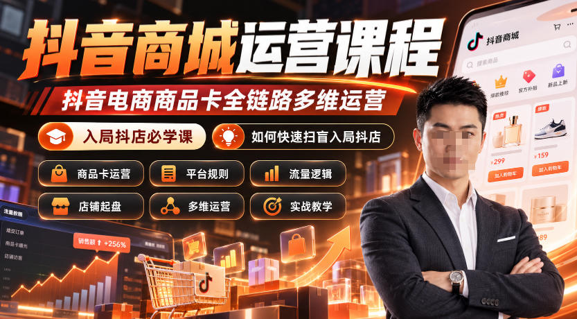 抖音商城运营课程,抖音电商商品卡全链路多维运营,入局抖店必学课, 如何快速扫盲入局抖店(更新1017)-朽念云创