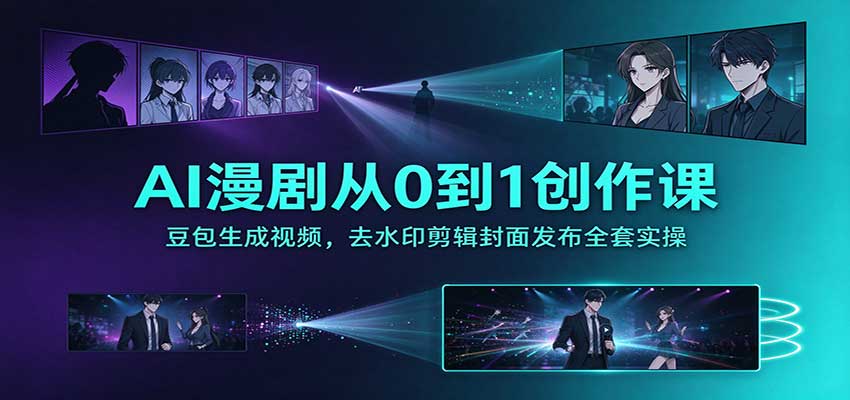 AI漫剧从0到1创作课：豆包生成视频，去水印剪辑封面发布全套实操-朽念云创