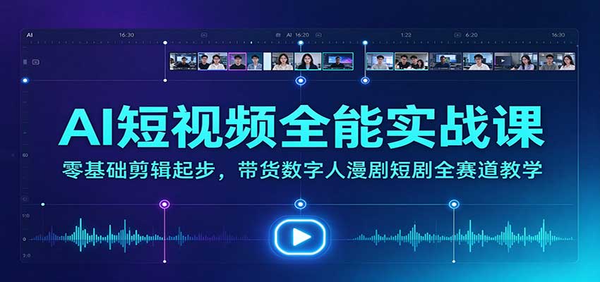 AI短视频全能实战课：零基础剪辑起步，带货数字人漫剧短剧全赛道教学-朽念云创