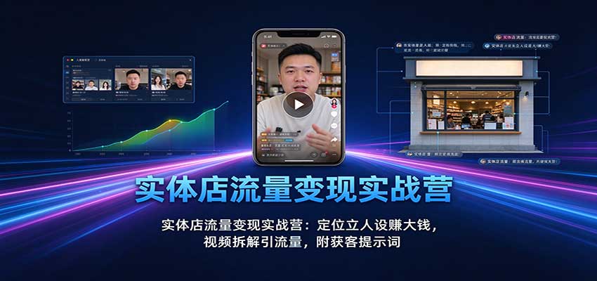 实体店流量变现实战营：定位立人设赚大钱，视频拆解引流量，附获客提示词-朽念云创