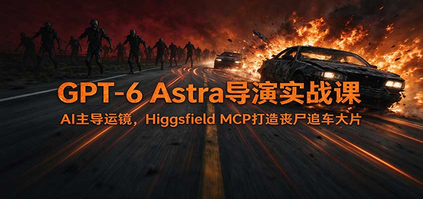 GPT-6 Astra导演实战课：AI主导运镜，Higgsfield MCP打造丧尸追车大片-朽念云创