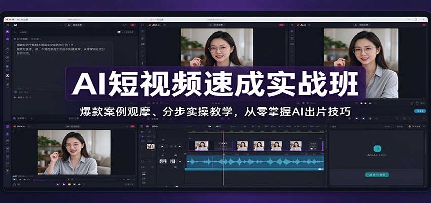 AI短视频速成实战班：爆款案例观摩、分步实操教学，从零掌握AI出片技巧-朽念云创