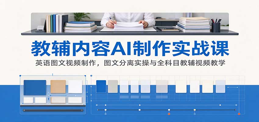 AI制作教辅内容实战课：英语图文视频制作，图文分离实操与全科目教辅视频教学-朽念云创