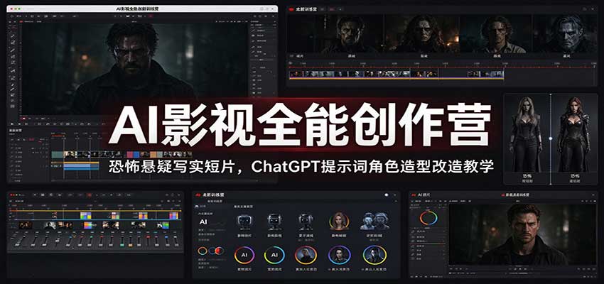 AI影视全能创作营：恐怖悬疑写实短片，ChatGPT提示词角色造型改造教学-朽念云创