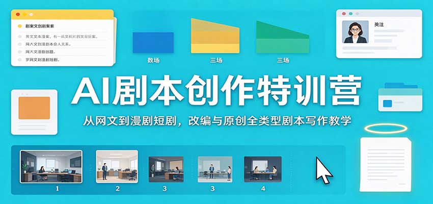 AI剧本创作特训营：从网文到漫剧短剧，改编与原创全类型剧本写作教学-朽念云创