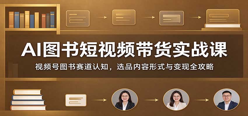 AI图书短视频带货实战课：视频号图书赛道认知，选品内容形式与变现全攻略-朽念云创