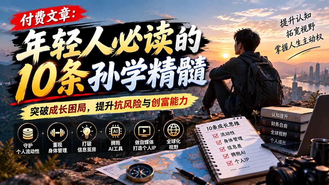 付费文章：年轻人必读的10条孙学精髓，突破成长困局，提升抗风险与创富能力-朽念云创