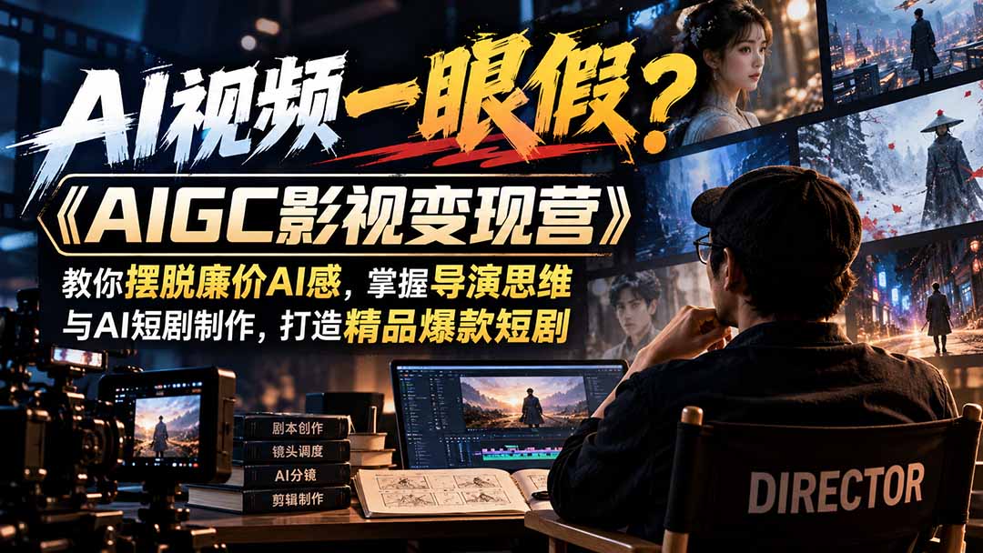 【无水印】AI视频一眼假？《AIGC影视变现营》教你摆脱廉价AI感，掌握导演思维与AI短剧制作，打造精品爆款短剧-朽念云创