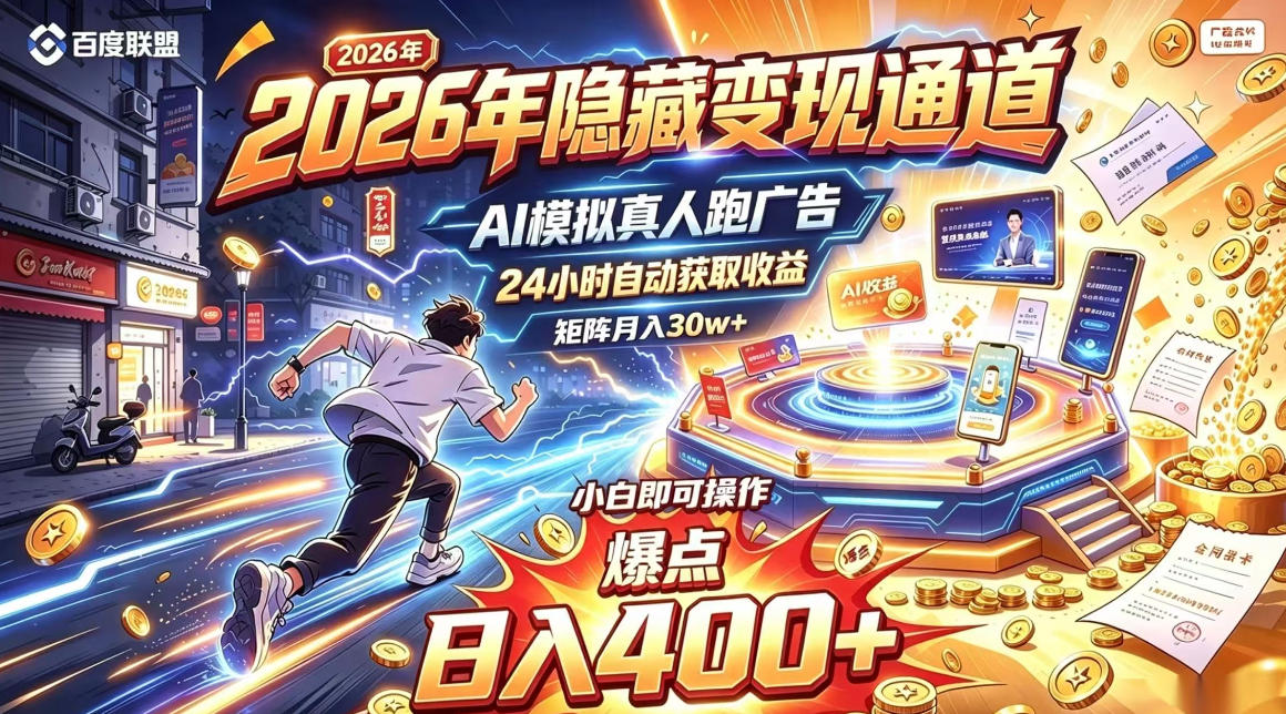 2026年别死磕自媒体，隐藏变现通道，AI模拟真人自动跑广告，小白即可操作，日入400+，矩阵月入可达到30w+【揭秘】-朽念云创