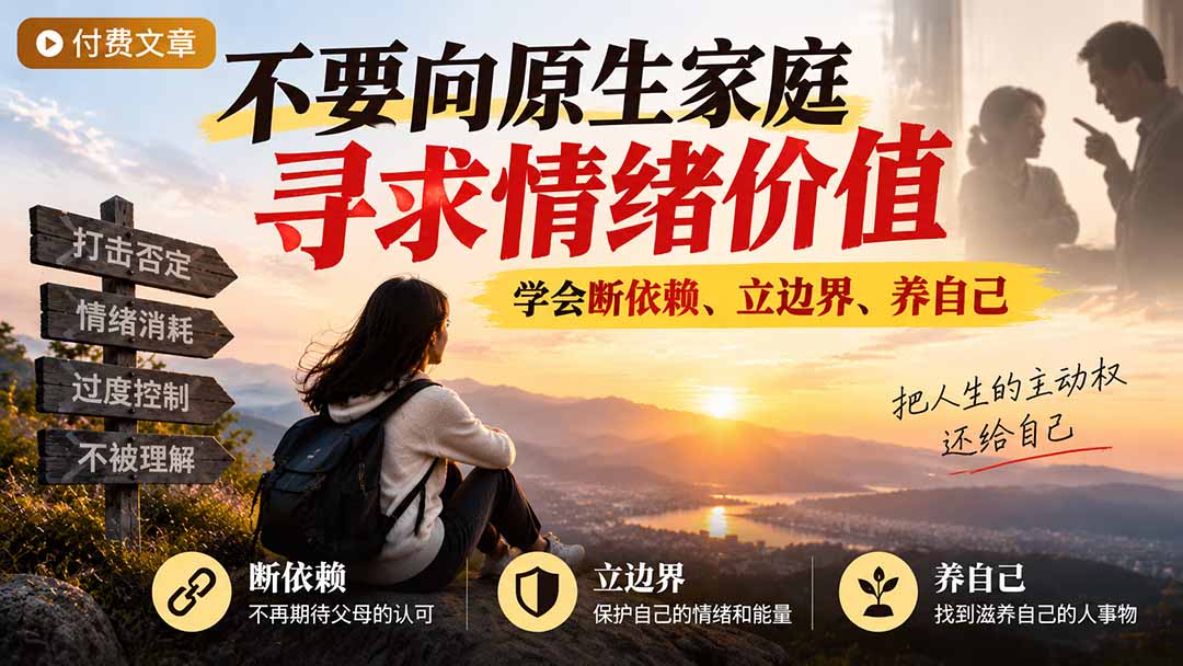 付费文章：不要向原生家庭寻求情绪价值，学会断依赖、立边界、养自己-朽念云创