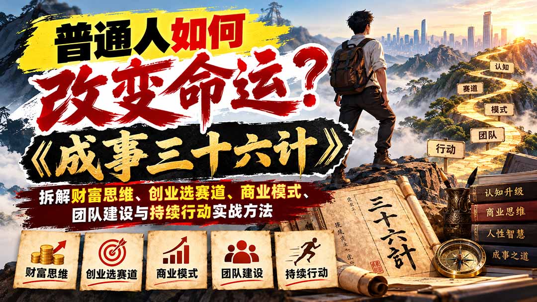 普通人如何改变命运？《成事三十六计》拆解财富思维、创业选赛道、商业模式、团队建设与持续行动实战方法-朽念云创