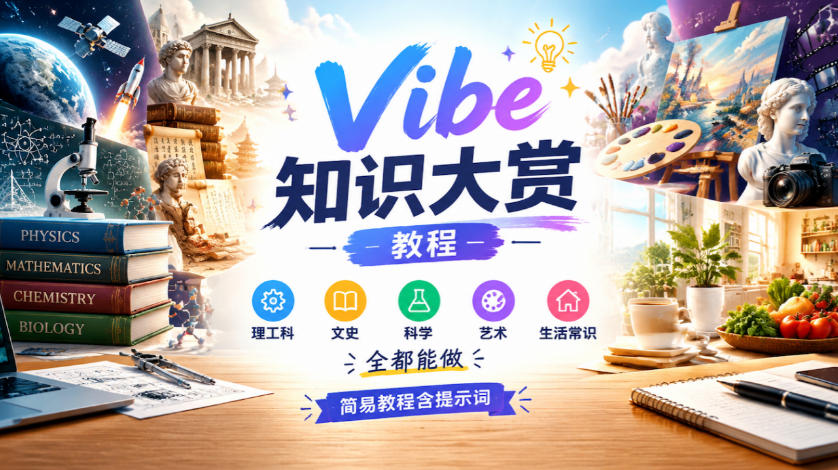 Vibe知识大赏教程，理工科、文史、科学、艺术、生活常识全都能做，简易教程含提示词(更新1025)-朽念云创