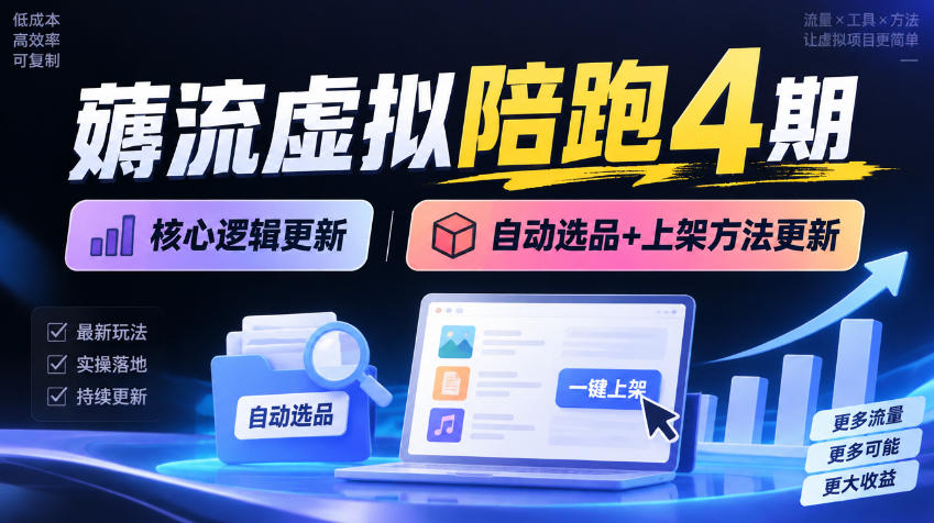 薅流虚拟陪跑4期丨核心逻辑更新丨自动选品+上架方法更新(10月25更新插件玩法和低价玩法)-朽念云创