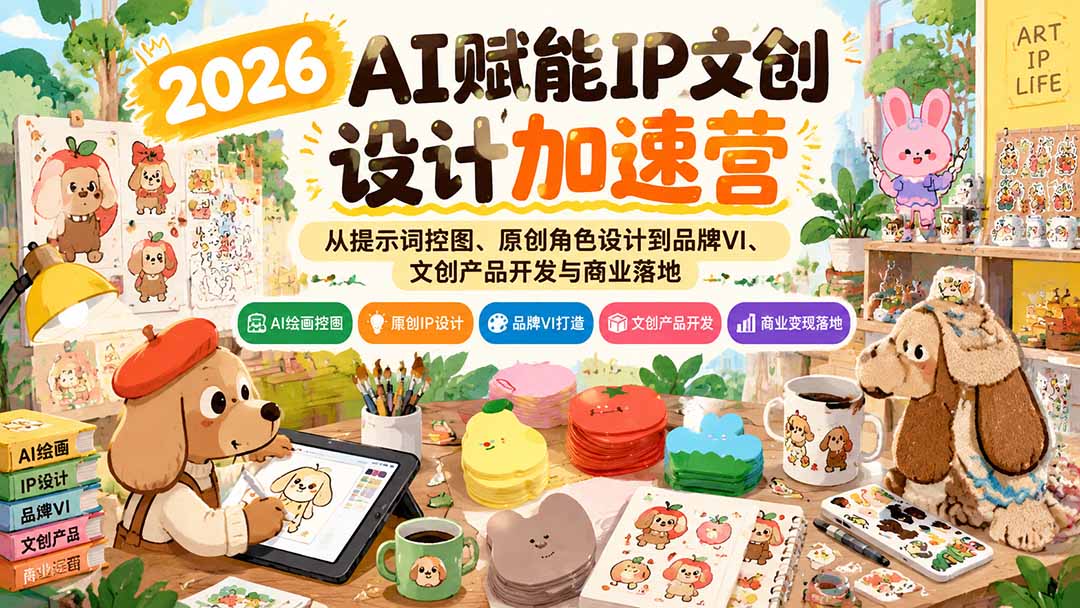 2026AI赋能IP文创设计加速营：从提示词控图、原创角色设计到品牌VI、文创产品开发与商业落地-朽念云创