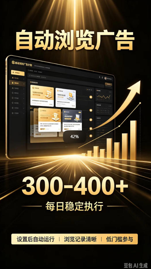 自动浏览广告计划,0门槛副业,日入300-400,躺賺稳定风口项目,无需人工操作,解放双手【揭秘】