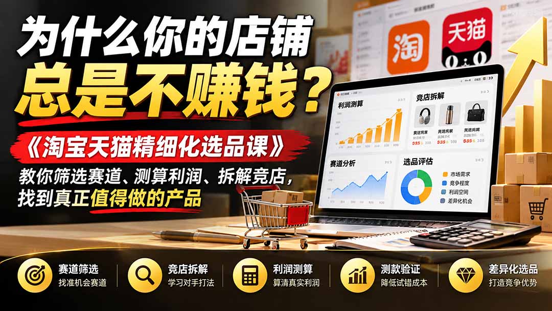 为什么你的店铺总是不赚钱?《淘宝天猫精细化选品课》教你筛选赛道、测算利润、拆解竞店,找到真正值得做的产品-朽念云创