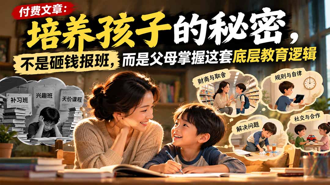 付费文章：培养孩子的秘密，不是砸钱报班，而是父母掌握这套底层教育逻辑-朽念云创