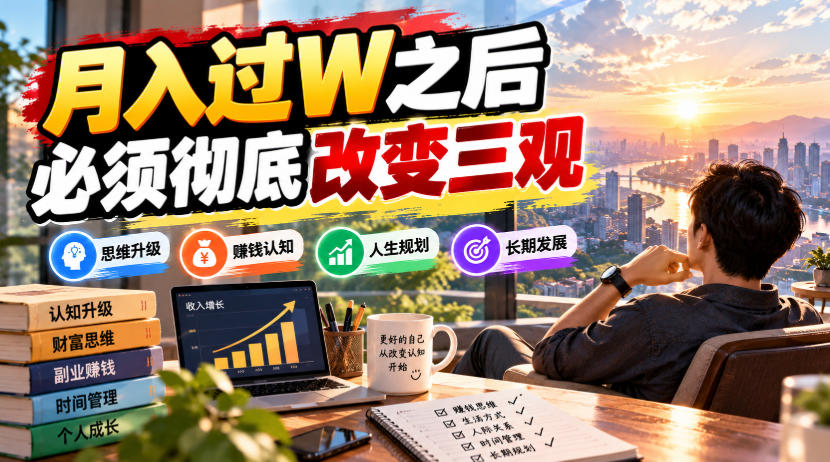 某公众号付费文章：月入过W之后，必须彻底改变三观-朽念云创