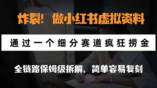 炸裂!做小红书虚拟资料,通过一个细分赛道疯狂捞金,全链路保姆级拆解,简单容易复刻-朽念云创