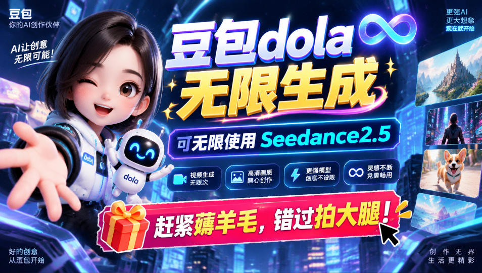 1029最新豆包dola无限生成技术,可以无限生成sseedance2.5,赶紧薅羊毛,和谐拍大腿