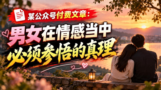 某公众号付费文章:男女在情感当中必须参悟的真理-朽念云创