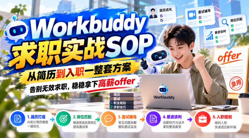 Workbuddy求职实战SOP，从简历到入职一整套方案，告别无效求职，稳稳拿下高薪offer-朽念云创