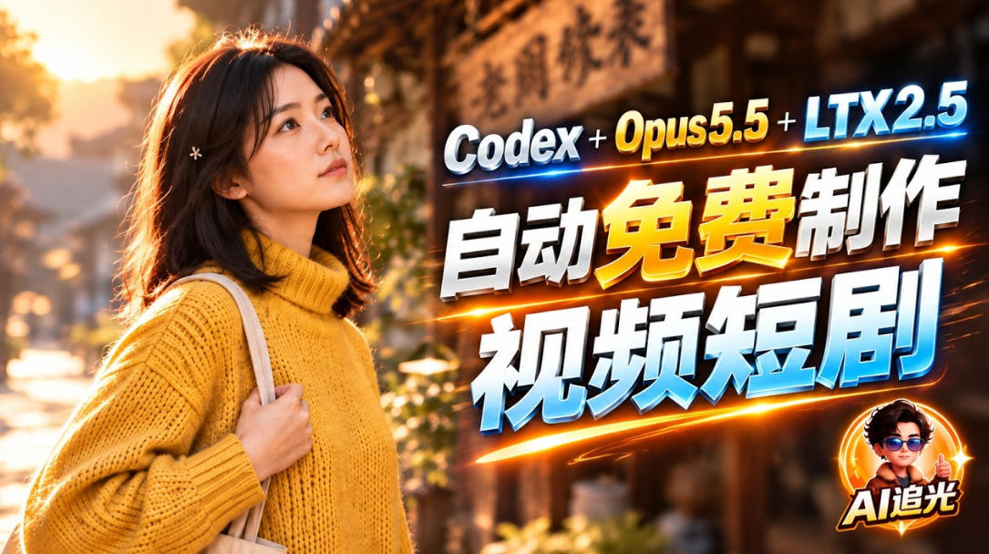 【无水印】Codex出图+免费LTX-2.5生成视频，Claude Opus 5.5全自动剪出1分钟情感短剧《停了的表》-朽念云创