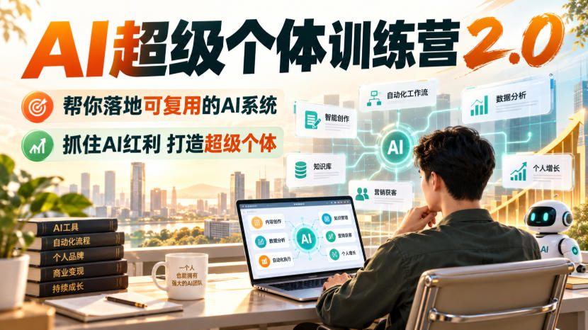 AI超级个体训练营2.0,帮你落地可复用的AI系统,抓住AI红利打造超级个体-朽念云创
