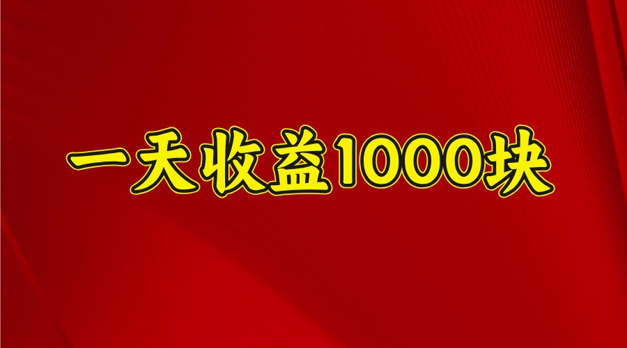 一天收益1000块，2025全网首发-朽念云创