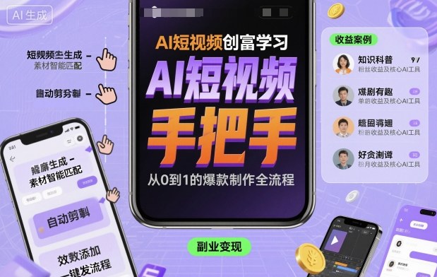 AI短视频创富学习，手把手教会你制作AI短视频-朽念云创