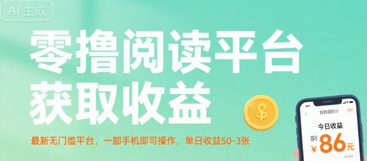 零撸阅读平台获取收益，最新无门槛平台，一部手机即可操作，单日收益50-3张【揭秘】-朽念云创