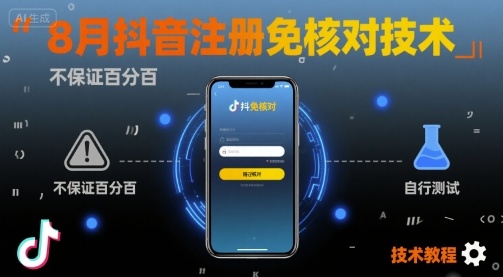 8月抖音注册免核对技术，不保证百分百，自测-朽念云创