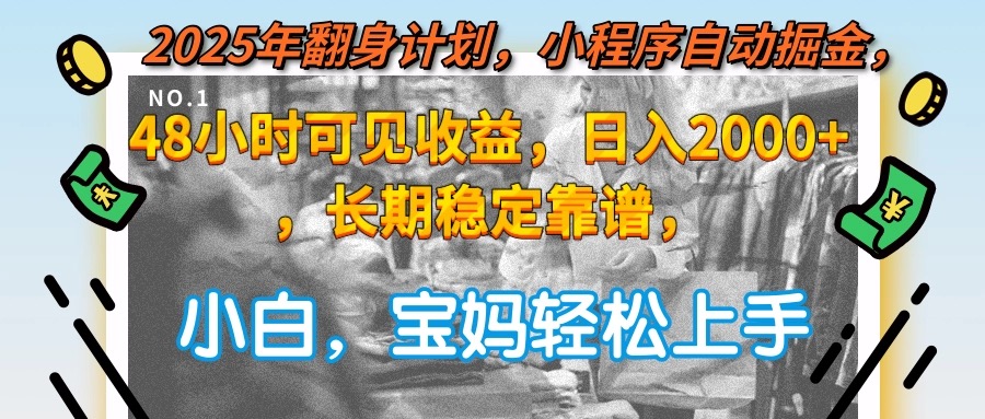 2025年翻身计划，小程序自动掘金48小时可见收益，日入2000+，长期稳定...-朽念云创