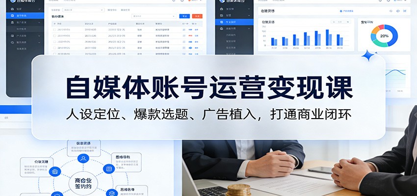 自媒体账号运营变现课：人设定位、爆款选题、广告植入，打通商业闭环-朽念云创