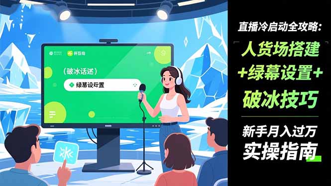 直播冷启动全攻略:人货场搭建+绿幕设置+破冰技巧，新手月入过万实操指南-朽念云创