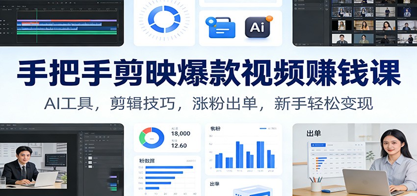 手把手剪映爆款视频赚钱课：AI工具，剪辑技巧，涨粉出单，新手轻松变现-朽念云创