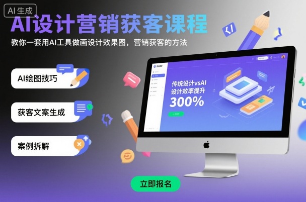 AI设计营销获客课程，教你一套用AI工具做画设计效果图，营销获客的方法-朽念云创