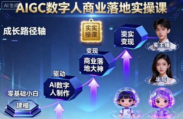 AIGC数字人商业落地实操课，从零基础小白到AI数字人大神-朽念云创