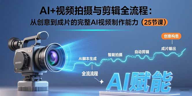 AI+视频拍摄与剪辑全流程：从创意到成片的完整AI视频制作能力(25节课-朽念云创
