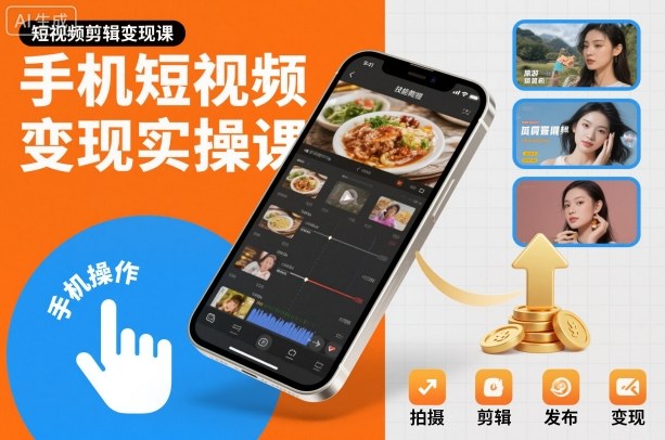 手机短视频变现实操课，短视频剪辑变现课-朽念云创