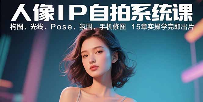 人像IP自拍系统课：构图、光线、Pose、氛围、手机修图 15章实操学完即出片-朽念云创