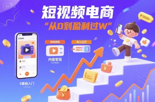 短视频电商：短视频变现从0到盈利过W-朽念云创